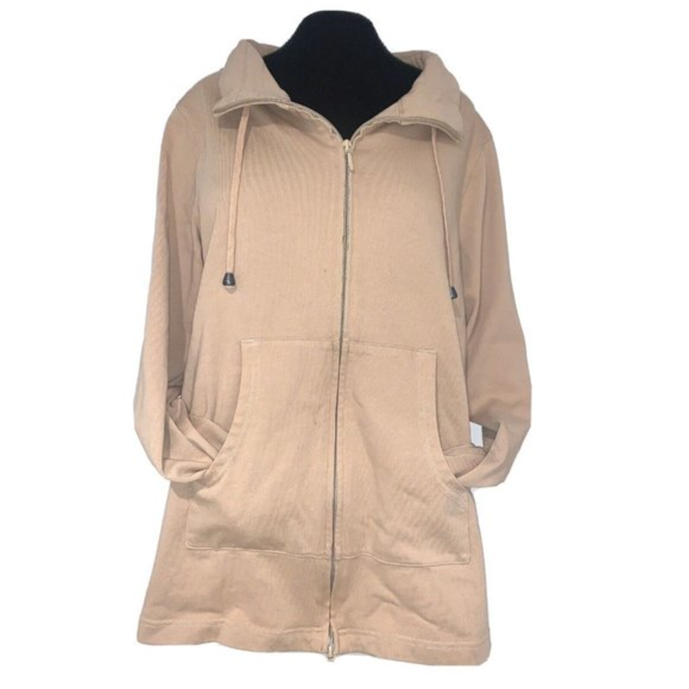 Orvis Women's Size S Pullover Full Zip Brown Long Sleeve‎ Solid 100% Cotton